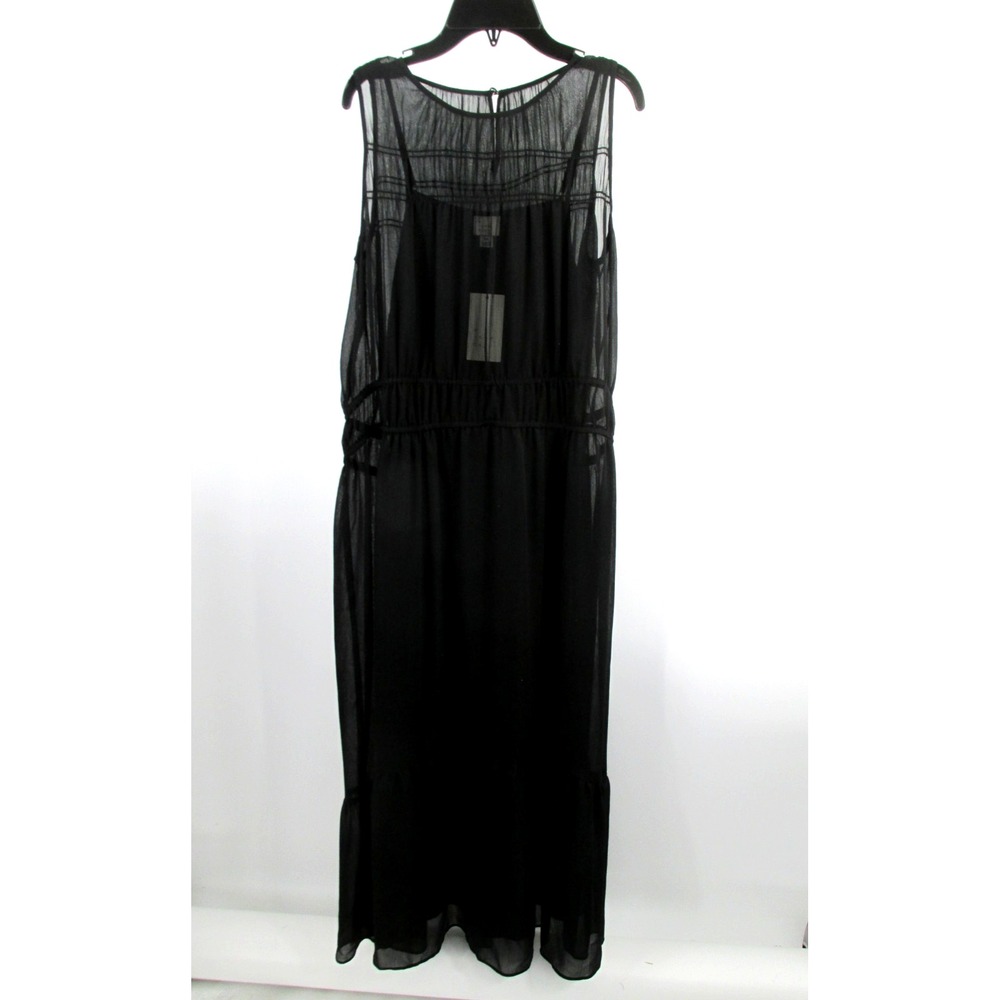 NWT A New Day Maxi Dress Women XS Black Sheer Whimsical Gothic Ruffle Sleeveless
